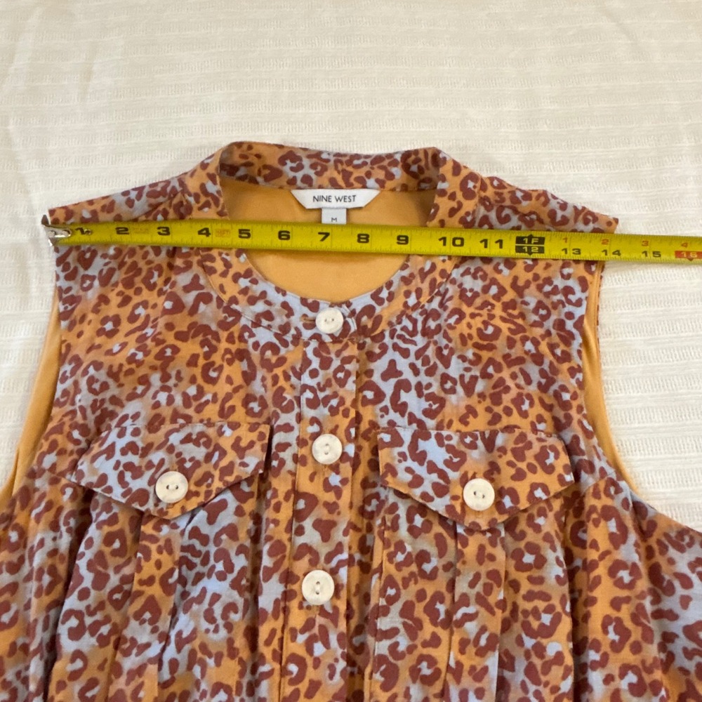 Nine West Leopard Print Sleeveless Mini Shirt Dress with Pockets - Picture 7 of 11